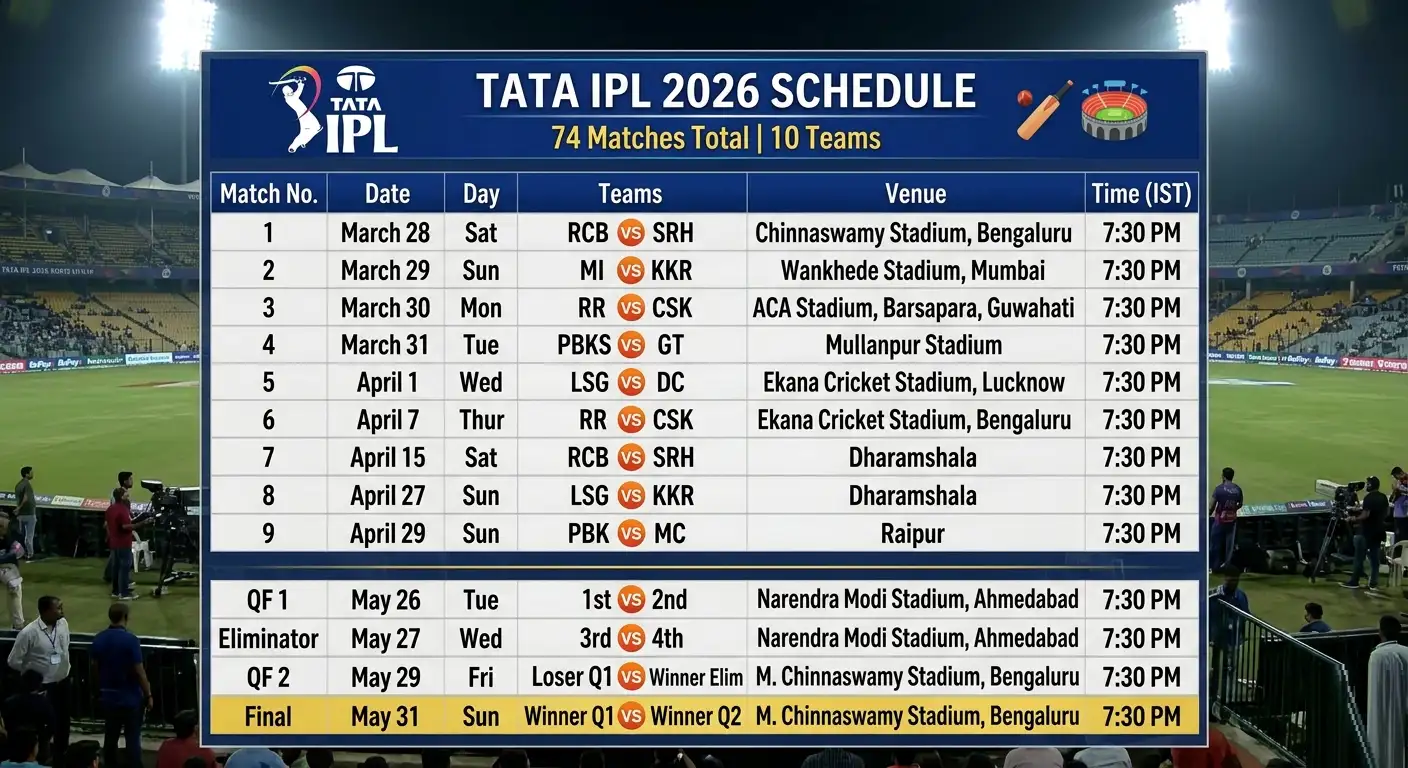 IPL 2026 Schedule Complete Match